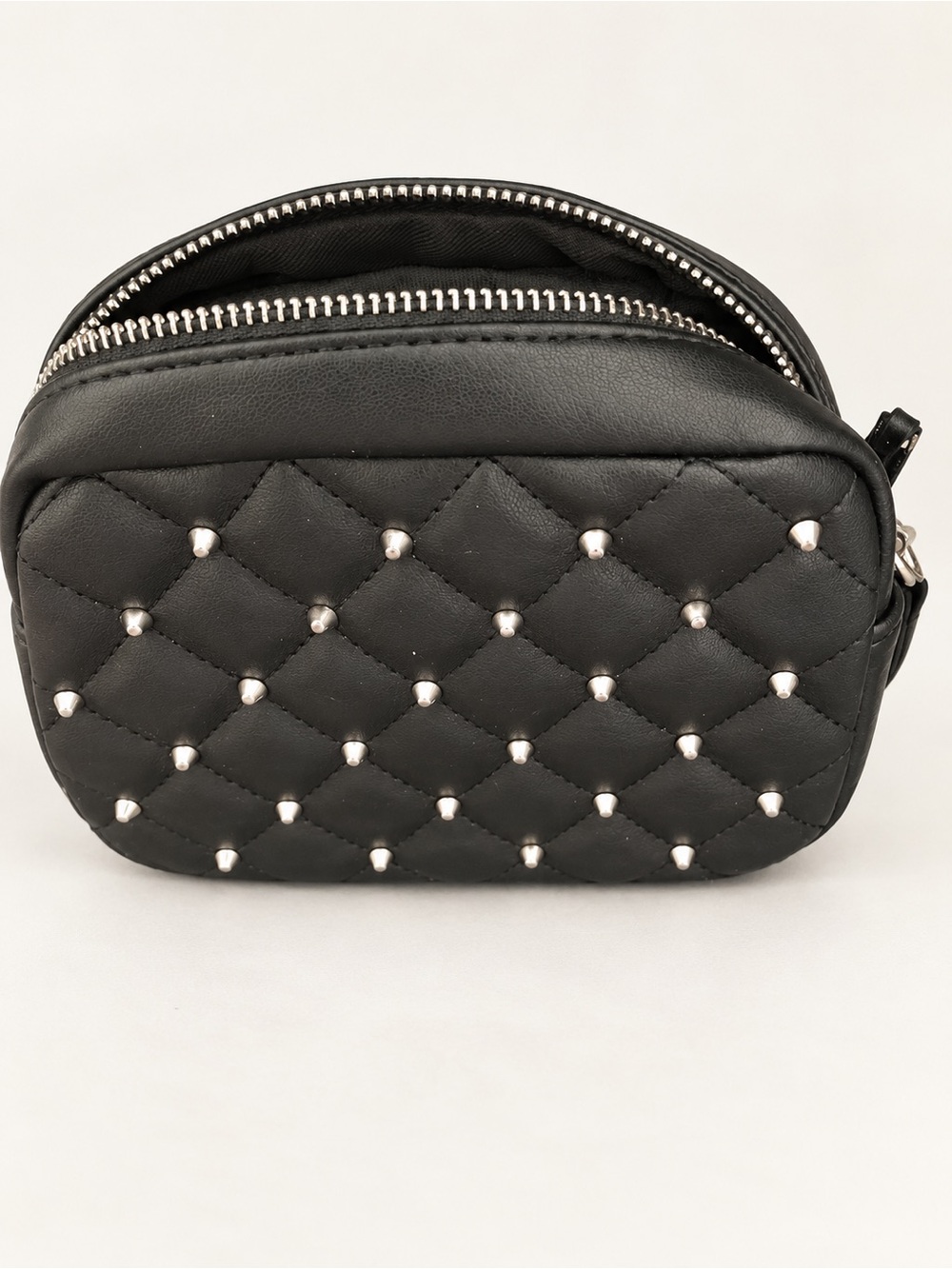 RM Rebecca Minkoff Black Quilted Studded Crossbody Camera Bag NWT